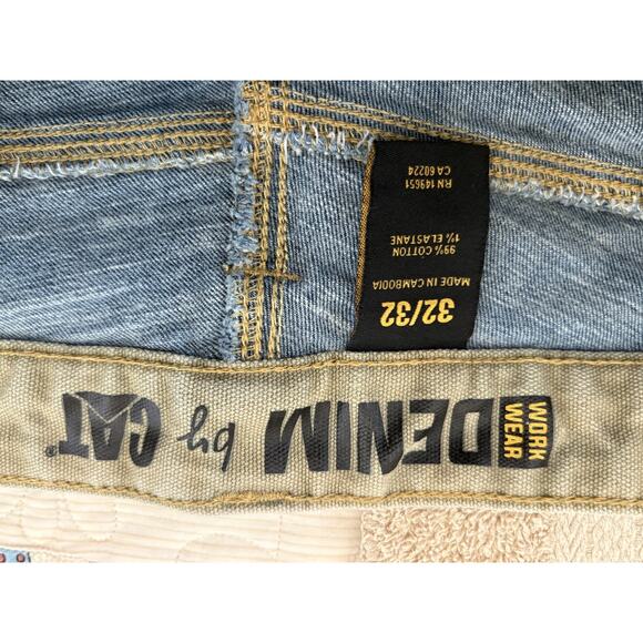 Caterpillar Men Jeans 32x32 Blue Denim Straight Workwear Pockets Mid Rise Cotton - Picture 2 of 6